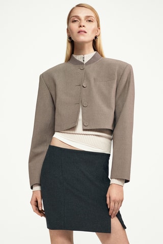 Veste crop boutons - Marron