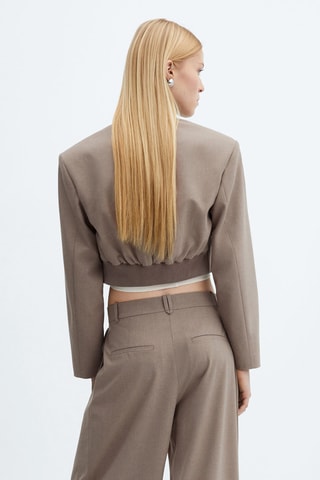 Veste crop boutons - Marron