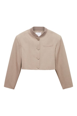 Veste crop boutons - Marron