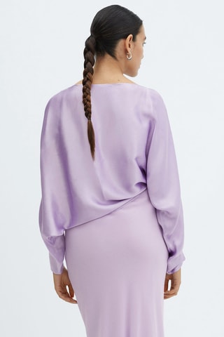 Blouse satinée style cape - Violet