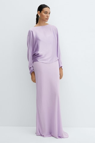 Blouse satinée style cape - Violet