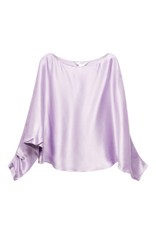 Blouse satinée style cape - Violet