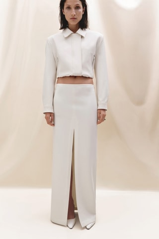 Veste crop épaulettes - Crème