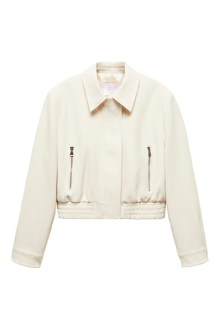 Veste crop épaulettes - Crème