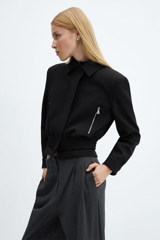 Veste crop épaulettes - Noir