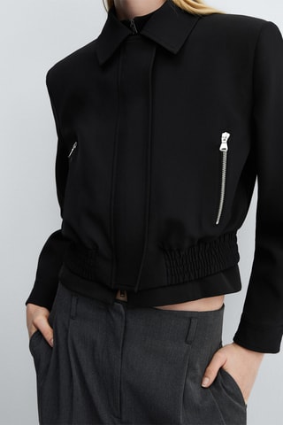 Veste crop épaulettes - Noir