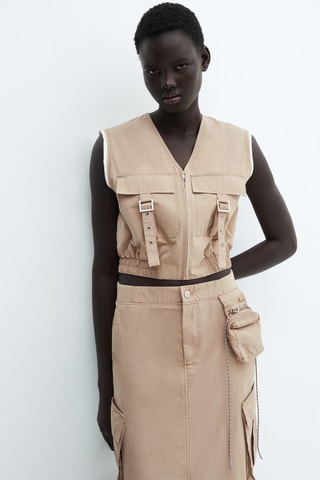 Gilet poches cargo - Beige