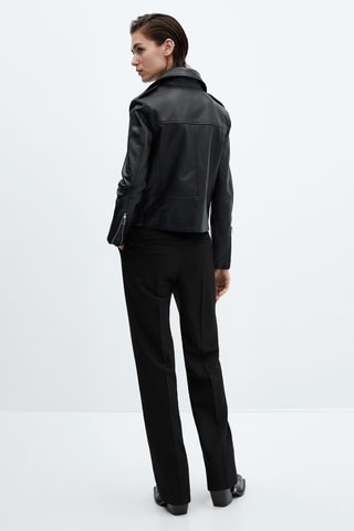 Veste de motard en cuir - Noir