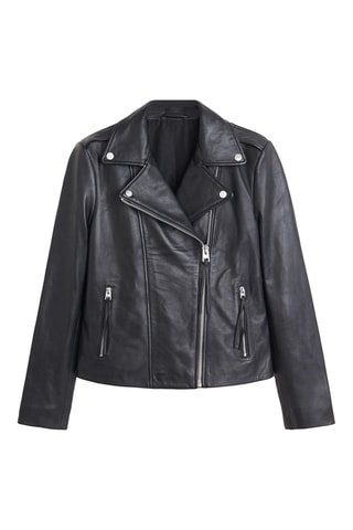 Veste de motard en cuir - Noir