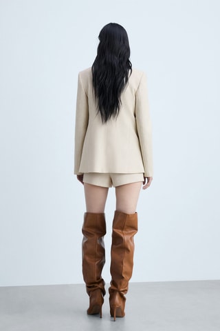 Blazer coton lin poches - Beige