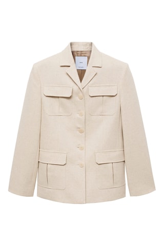 Blazer coton lin poches - Beige