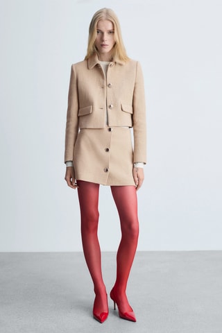 Veste crop boutons - Beige