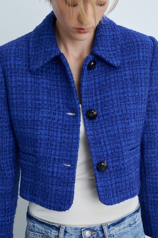 Veste tweed boutons - Bleu