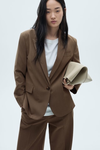 Blazer costume micro pied-de-poule - Marron