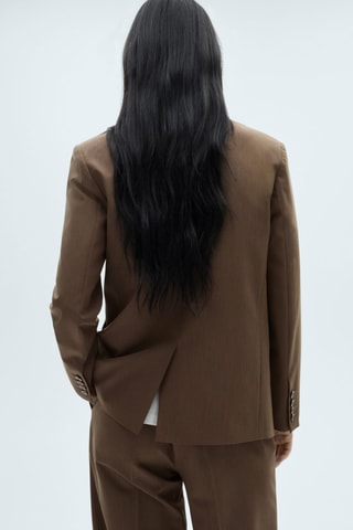 Blazer costume micro pied-de-poule - Marron