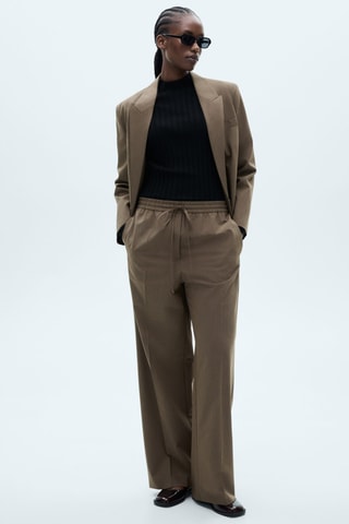 Blazer costume micro pied-de-poule - Marron