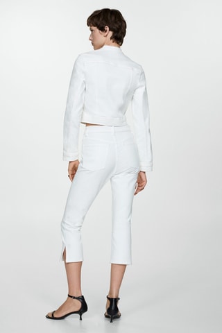 Blouson en jean fermeture éclair - Blanc