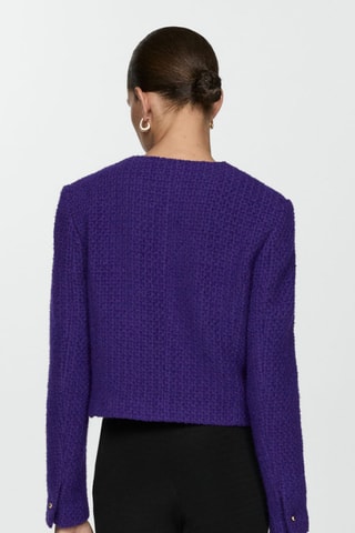 Veste tweed col V - Violet