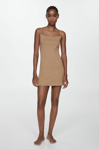 Robe maille côtelée - Beige