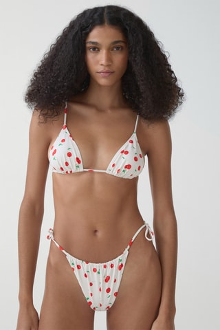 Culotte bikini brésilienne imprimée - Blanc et rouge