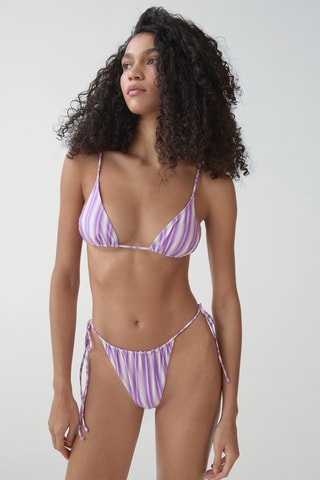 Culotte bikini rayures - Lilas