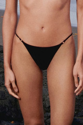 Culotte bikini détail métallique - Noir