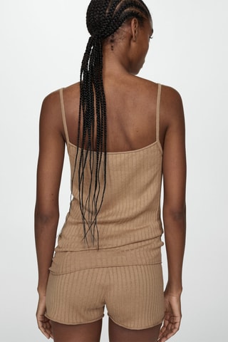 T-shirt maille bretelles - Beige