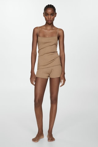 T-shirt maille bretelles - Beige