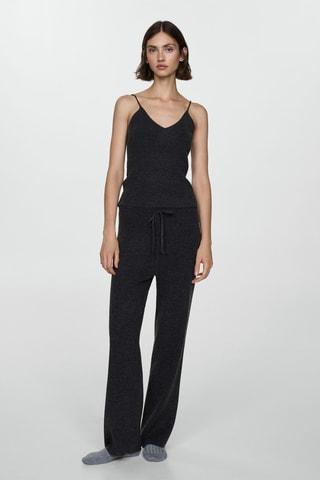 Pantalon maille côtelée fine - Gris