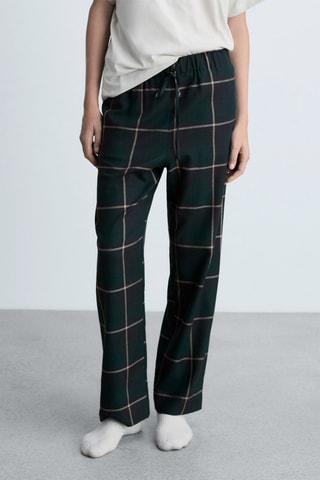 Pantalon droit à carreaux - Vert