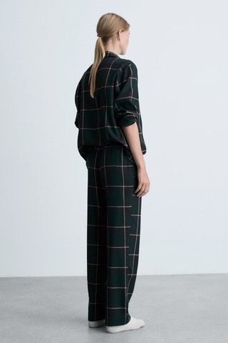 Pantalon droit à carreaux - Vert