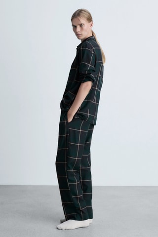 Pantalon droit à carreaux - Vert