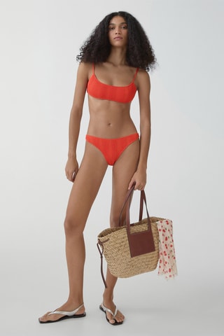 Culotte bikini classique texturée - Corail