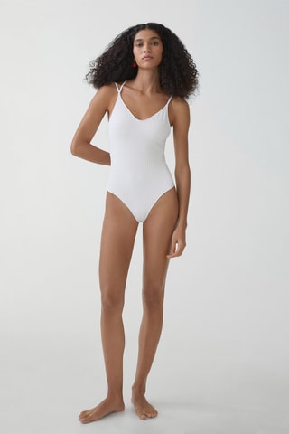 Maillot de bain col V - Blanc