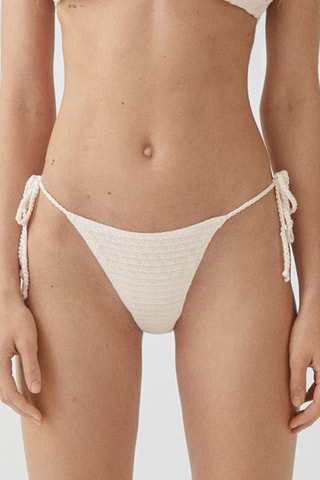 Culotte bikini crochet perles - Beige