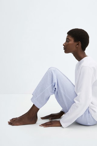 Pyjama deux pièces coton rayures - Bleu