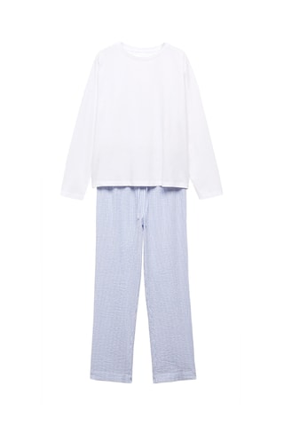 Pyjama deux pièces coton rayures - Bleu