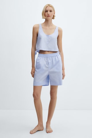 Crop top pyjama coton - Bleu