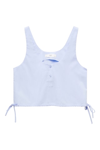 Crop top pyjama coton - Bleu