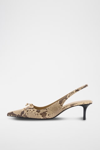 Chaussures kitten heel imitation serpent - Beige