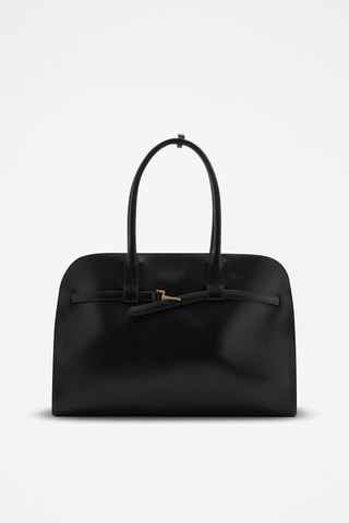 Sac cabas cuir boucle - Noir