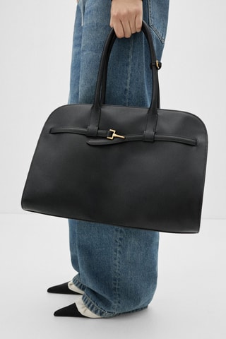 Sac cabas cuir boucle - Noir