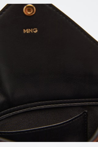 Portefeuille cuir fourrure chaîne léopard - Marron