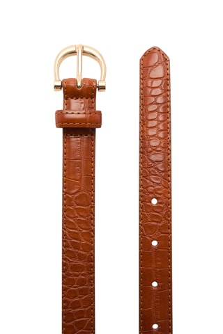 Ceinture effet crocodile - Marron