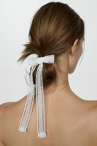 Lot 2 barrettes nœud crochet - Blanc