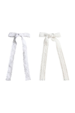 Lot 2 barrettes nœud crochet - Blanc