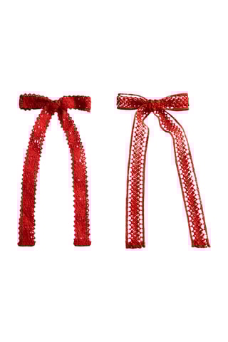 Lot 2 barrettes nœud crochet - Rouge
