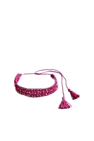 Collier ras-de-cou cristaux - Fuchsia