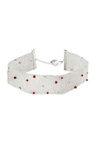 Ras-de-cou maille filet perles - Rouge