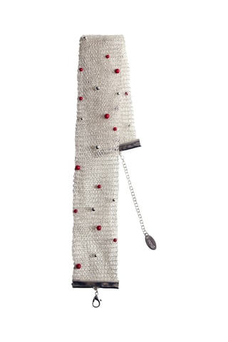 Ras-de-cou maille filet perles - Rouge